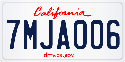 CA license plate 7MJA006