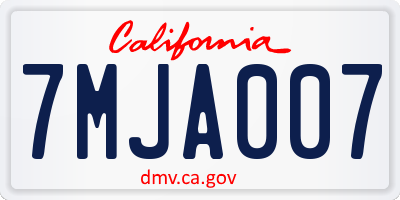 CA license plate 7MJA007