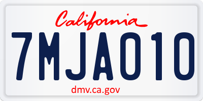 CA license plate 7MJA010