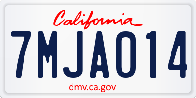 CA license plate 7MJA014