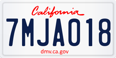CA license plate 7MJA018