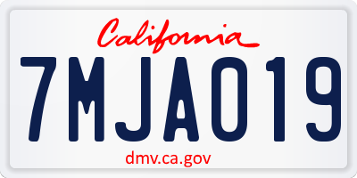 CA license plate 7MJA019