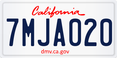 CA license plate 7MJA020