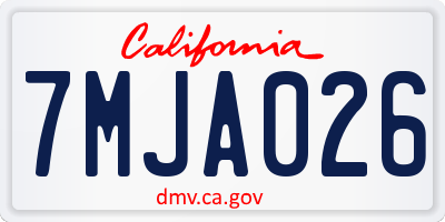 CA license plate 7MJA026