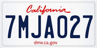 CA license plate 7MJA027