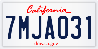 CA license plate 7MJA031
