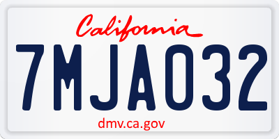 CA license plate 7MJA032