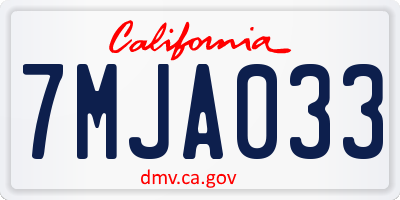 CA license plate 7MJA033