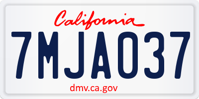 CA license plate 7MJA037