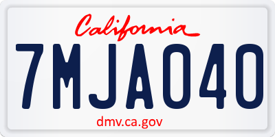 CA license plate 7MJA040