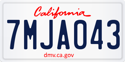 CA license plate 7MJA043
