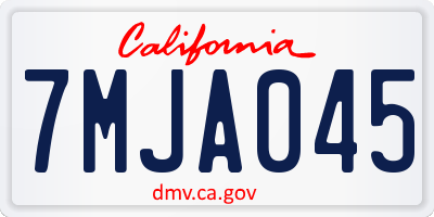 CA license plate 7MJA045
