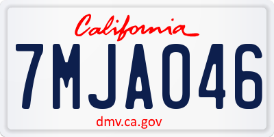CA license plate 7MJA046