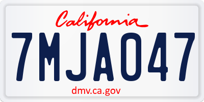 CA license plate 7MJA047