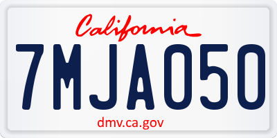 CA license plate 7MJA050