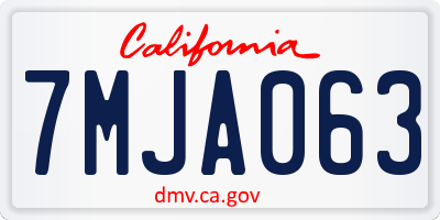 CA license plate 7MJA063