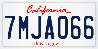 CA license plate 7MJA066