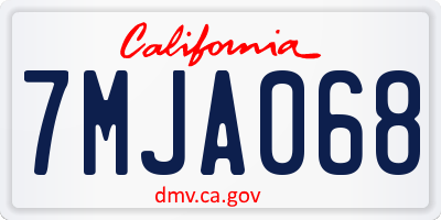 CA license plate 7MJA068