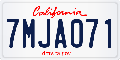 CA license plate 7MJA071