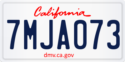 CA license plate 7MJA073