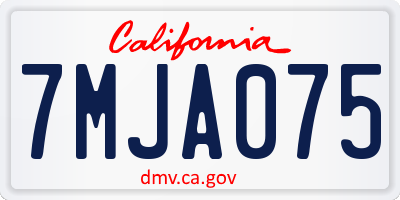 CA license plate 7MJA075