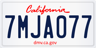 CA license plate 7MJA077