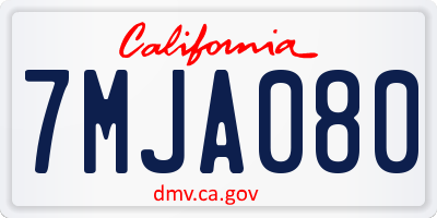 CA license plate 7MJA080