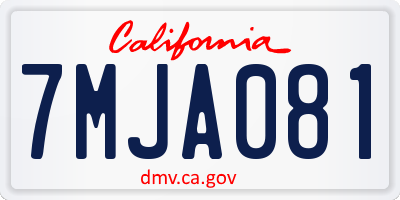 CA license plate 7MJA081