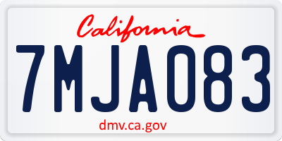 CA license plate 7MJA083