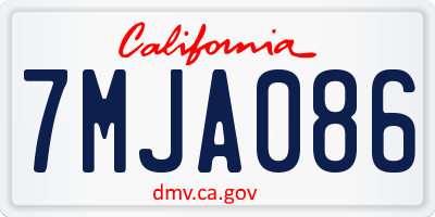 CA license plate 7MJA086