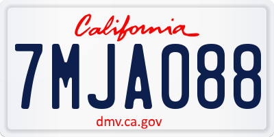 CA license plate 7MJA088