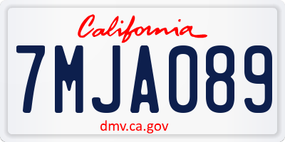 CA license plate 7MJA089