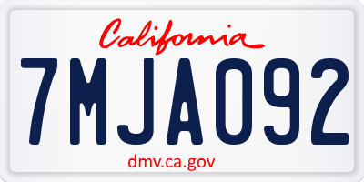CA license plate 7MJA092
