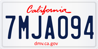 CA license plate 7MJA094
