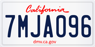 CA license plate 7MJA096