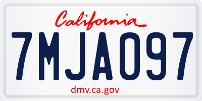 CA license plate 7MJA097