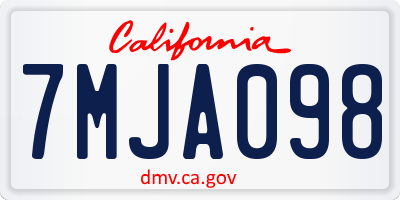 CA license plate 7MJA098