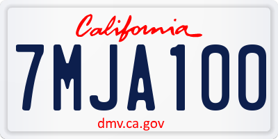 CA license plate 7MJA100