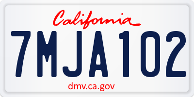 CA license plate 7MJA102
