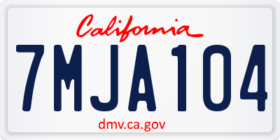 CA license plate 7MJA104