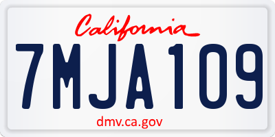CA license plate 7MJA109