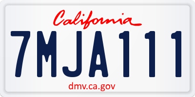 CA license plate 7MJA111