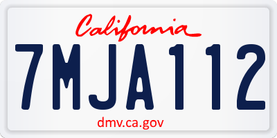 CA license plate 7MJA112