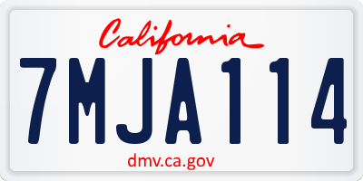 CA license plate 7MJA114
