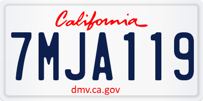 CA license plate 7MJA119