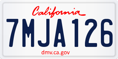 CA license plate 7MJA126