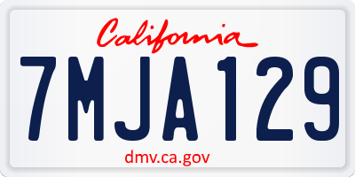 CA license plate 7MJA129