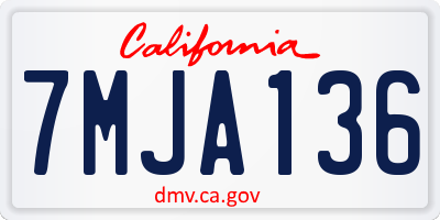 CA license plate 7MJA136