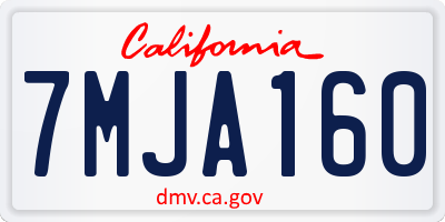 CA license plate 7MJA160