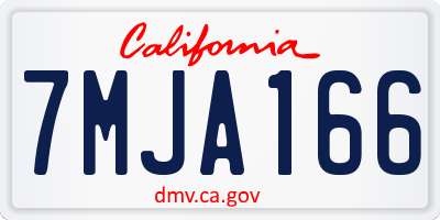 CA license plate 7MJA166